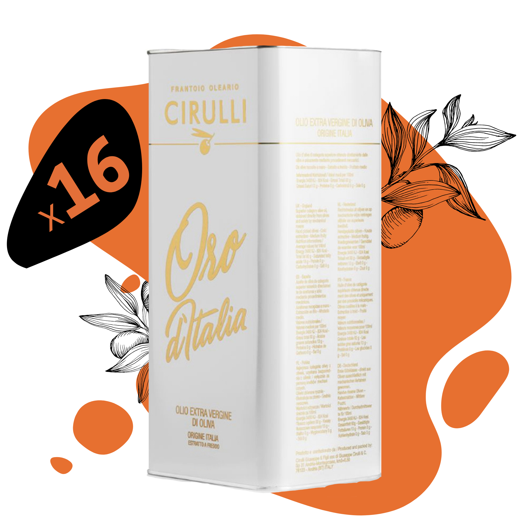 16 Dosen natives Olivenöl extra • 16 x 3 Liter