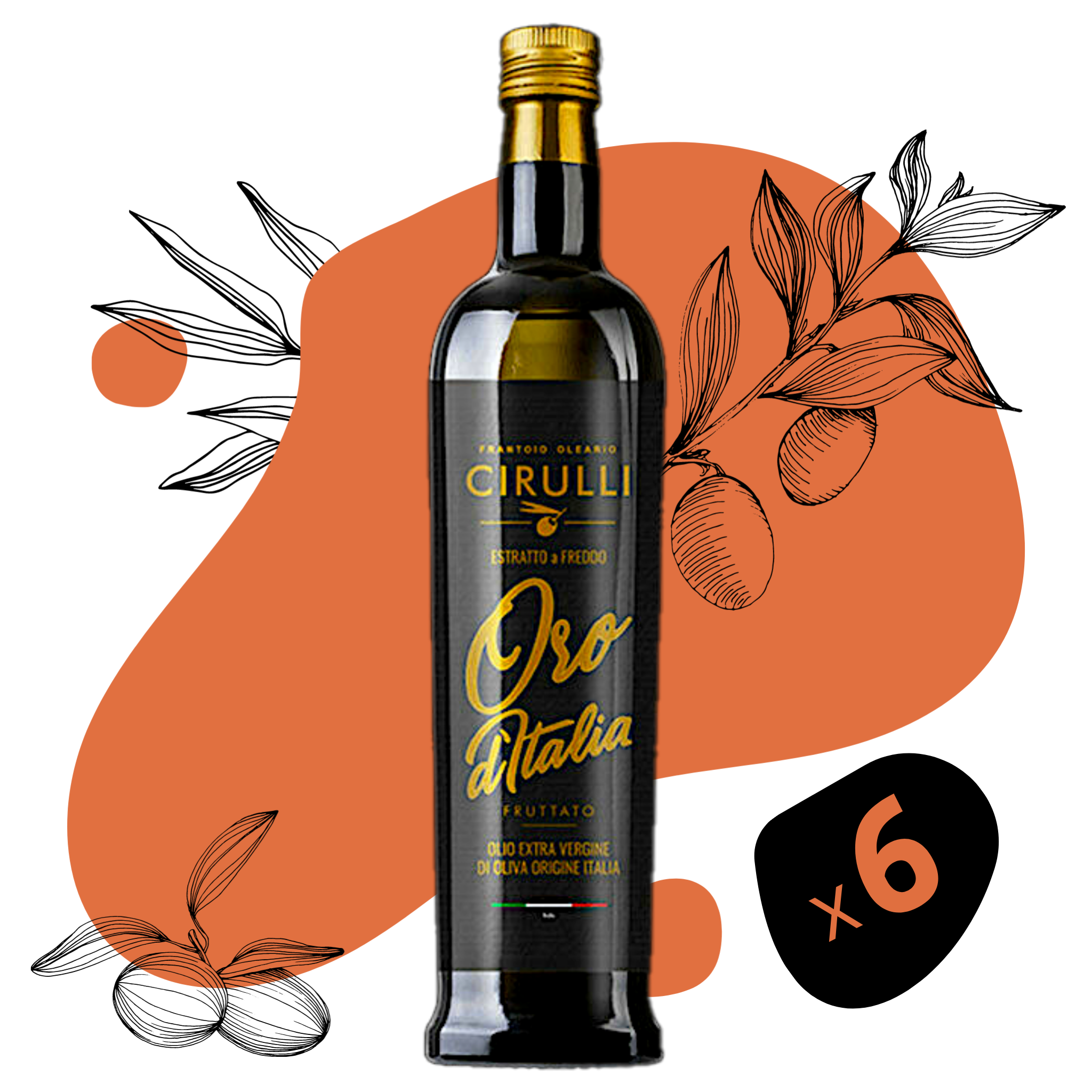 6 Flaschen natives Olivenöl extra • 6 x 750 ml