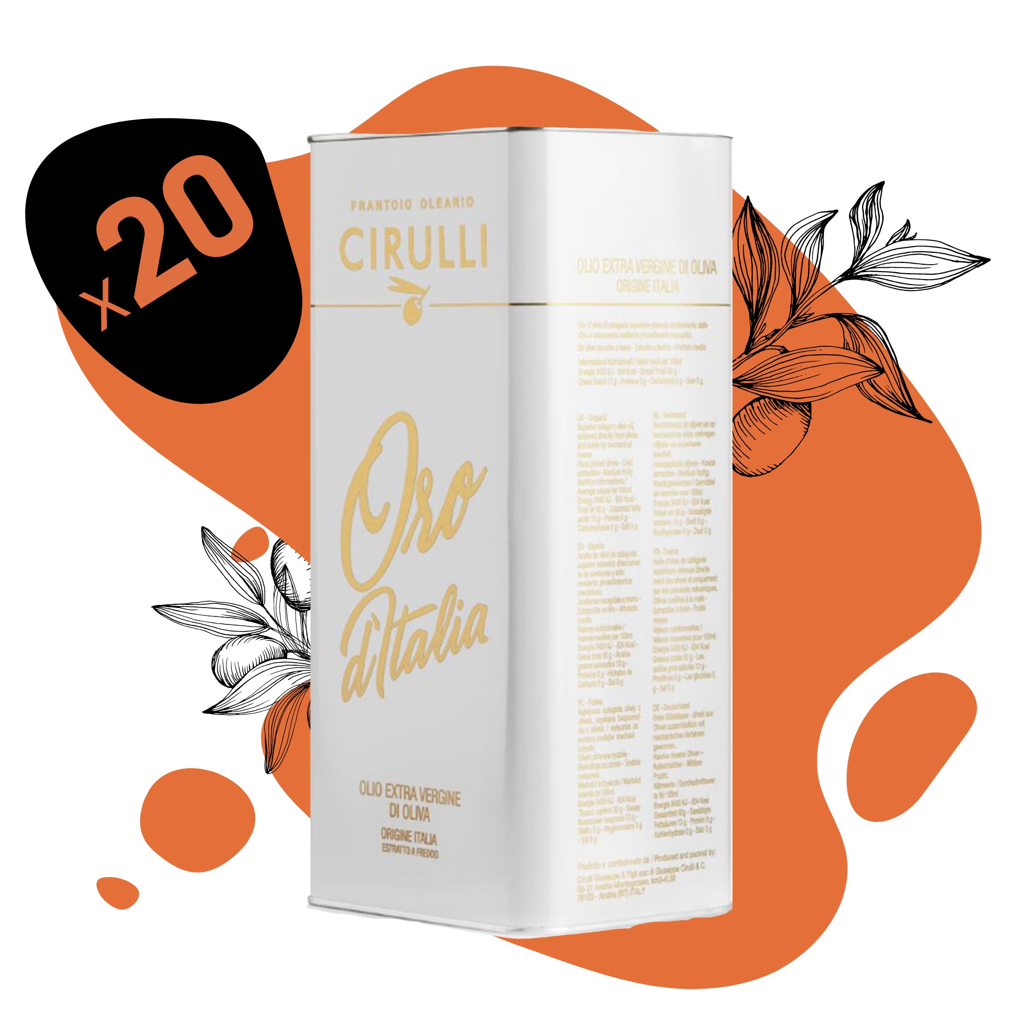 20 Dosen natives Olivenöl extra • 20 x 3 Liter