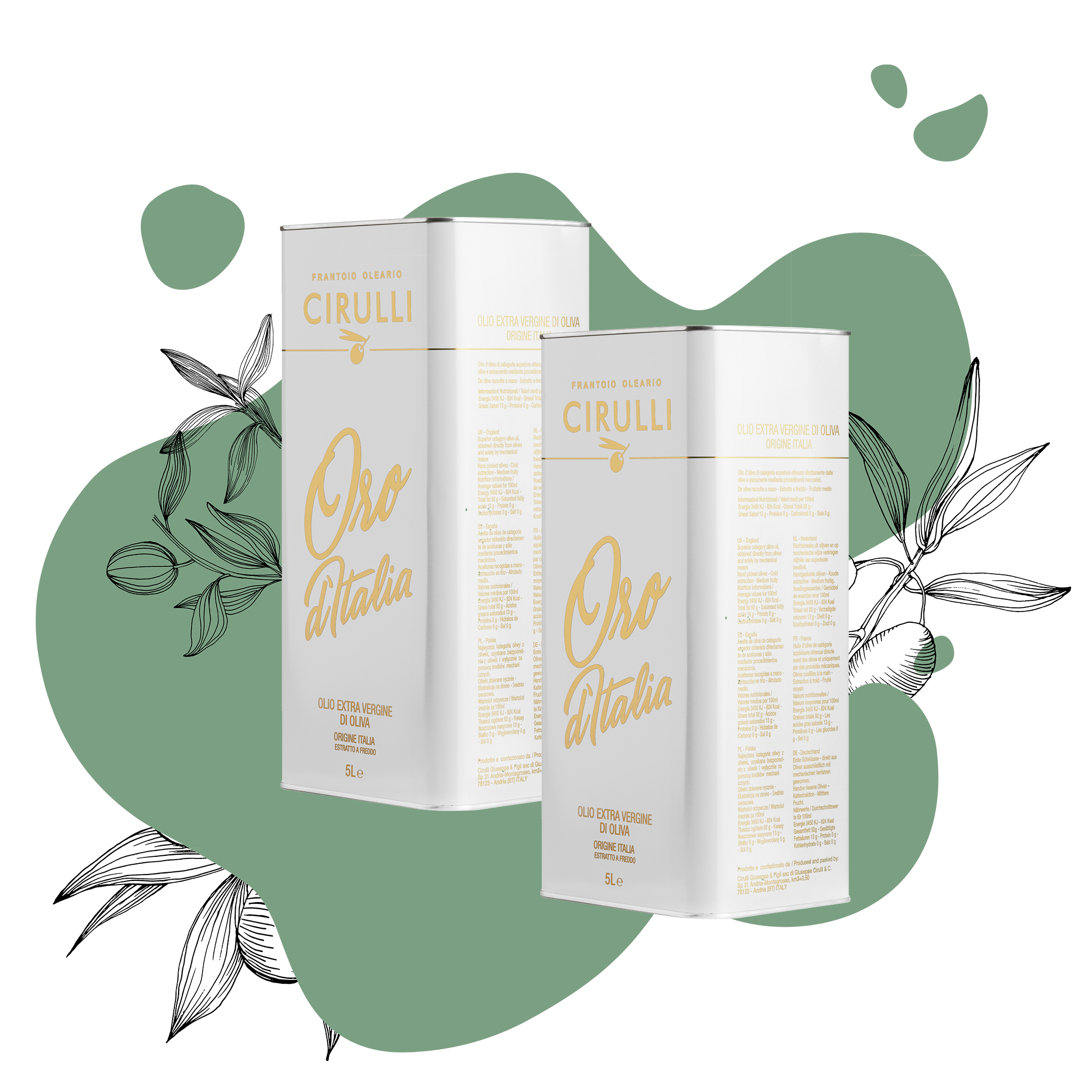 2 Dosen natives Olivenöl extra • 2 x 5 Liter