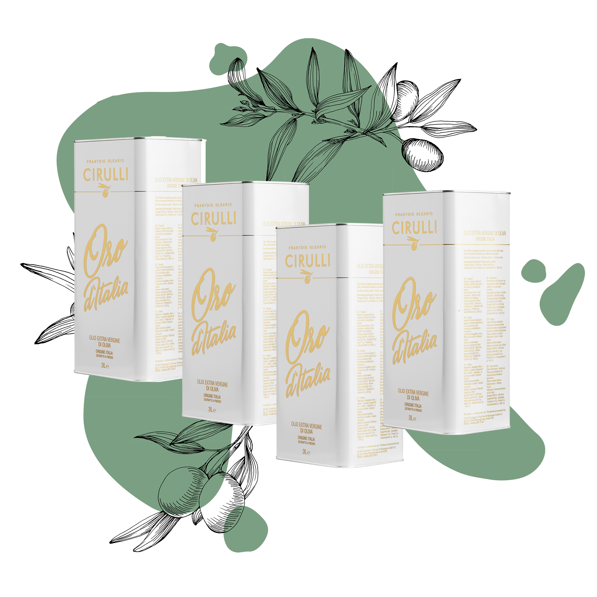 4 Dosen natives Olivenöl extra • 4 x 3 Liter