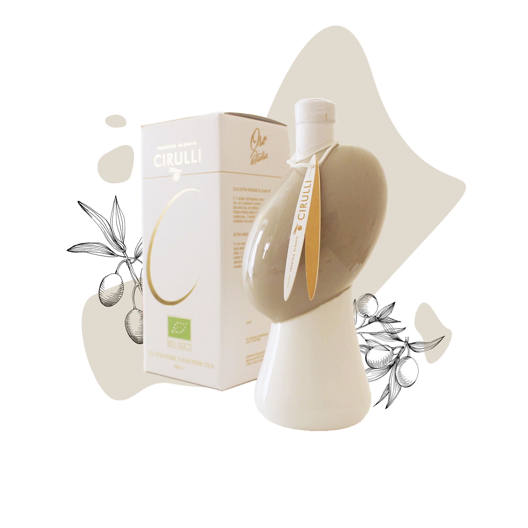 Glas mit Bio-Olivenöl extra vergine • 500 ml • Taubengrau