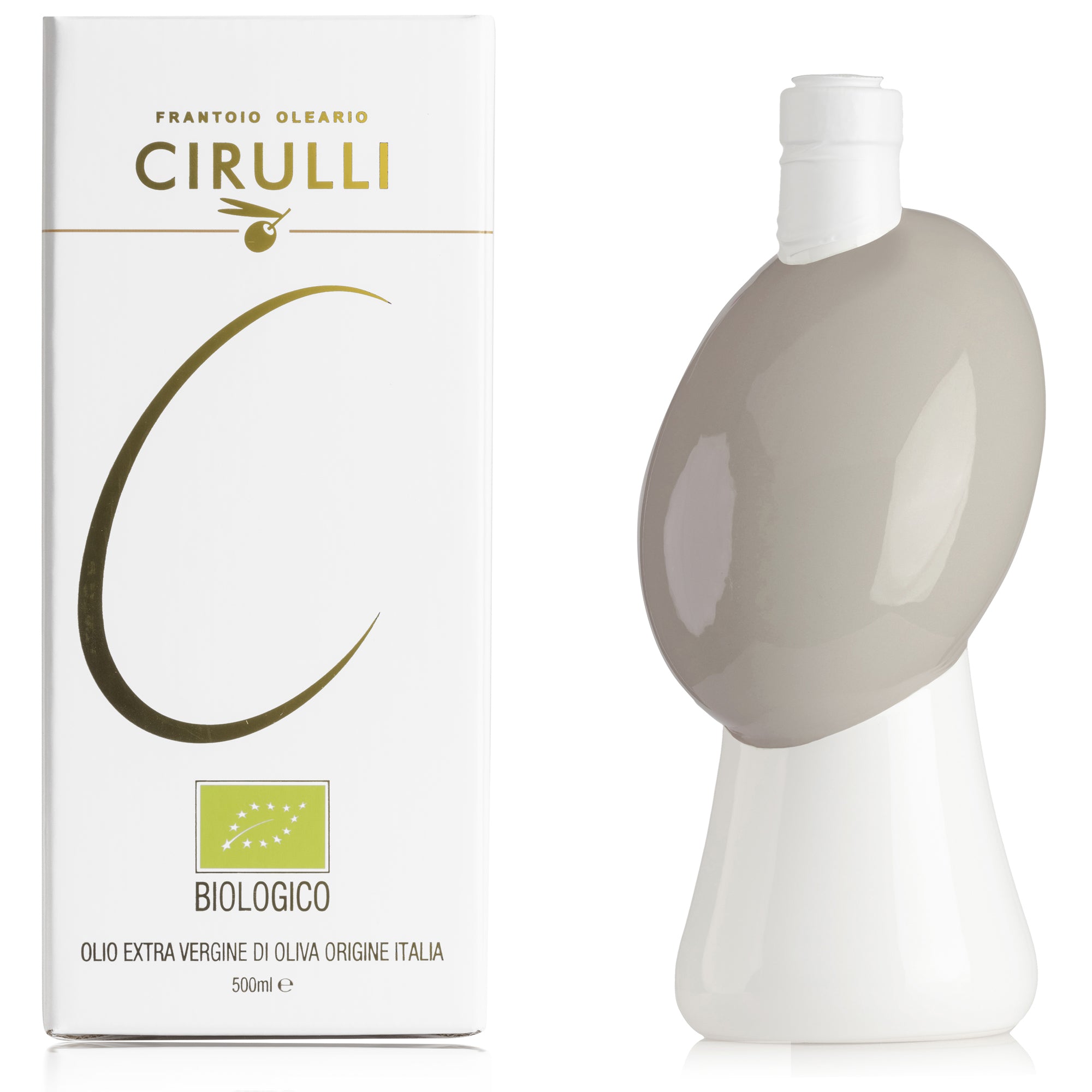 Glas mit Bio-Olivenöl extra vergine • 500 ml • Taubengrau